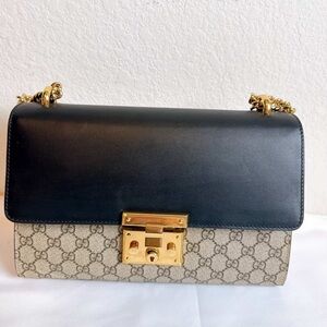 New with dustbag and box Gucci padlock shoulder bag  Black and Beige Bag